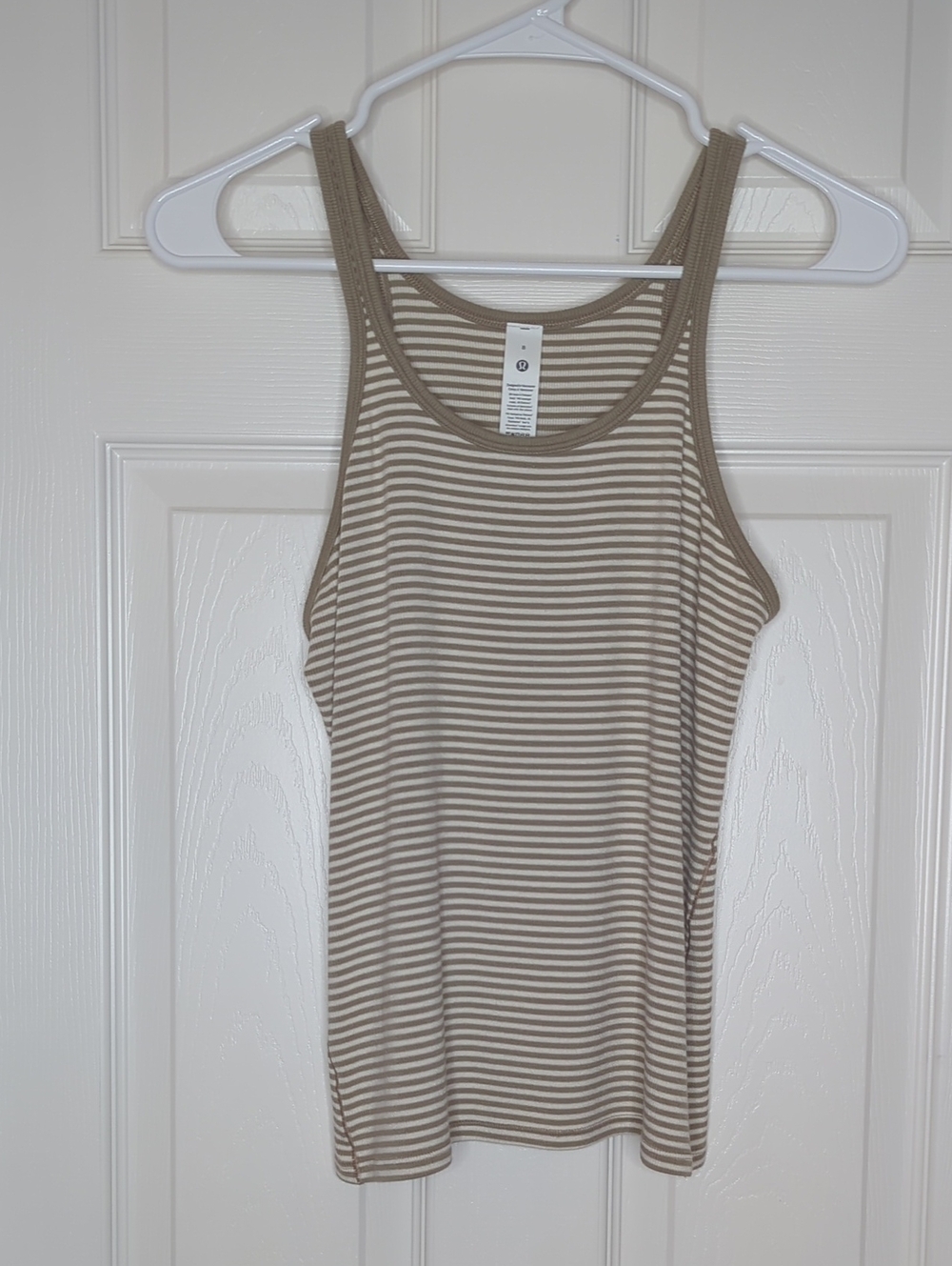 Lululemon Hold Tight Thin Strap Racerback Tank Top Minute Stripe Ivory Sheer Oak